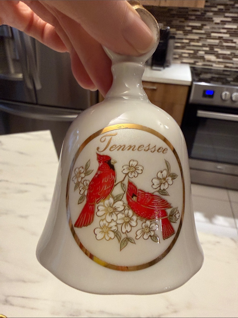 Vintage Scotty Mica Chokin 24K Gold Tennessee Cardinal Porcelain Bell